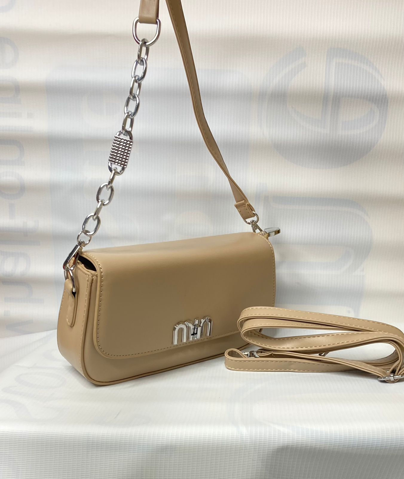 Leather Shoulder Bag ( beige )